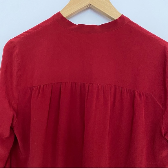 Madewell Tie-Neck Blouse Size Small Red 100%Silk Office Work Casual Feminine - Picture 6 of 11